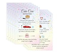 Pop Resin 50 Pack Cake Care Instruction Cards - 4 x 6 Inch Customer Direction Cards - Colorful