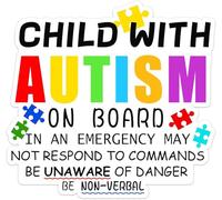 Pop Resin Autism On Board Sticker Autism Awareness Safety Decal 4 x 4.2