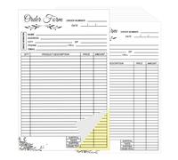 Pop Resin Sales Invoice Order Form Book - 2-Part Carbonless Copy Invoice Book for Small Business Supplies - 50 Sets of 8.26 x 5.5 Inch Order Forms