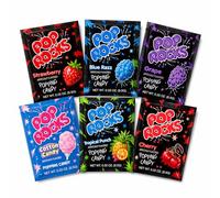 Pop Rocks Popping Candy Variety Pack (6 x 9g) - Mixed Flavours Bundle | Blue Razz, Strawberry, Cherry, Grape, Cotton Candy, Tropical Punch | Retro Crackling Sweets Gift Box Boxed Treatz