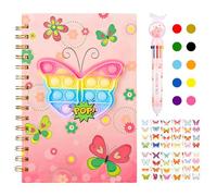 Pop Secret Diary for Girls with Pen and Stickers,8.27 x 5.71 Inches 160 Pages Butterfly Notebook and Pen Set for Girls, Pop Notebook A5 Spiral Kids Journal for Girls Kids Present 6-12 Year Old