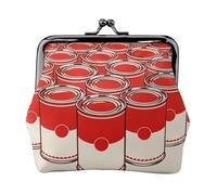Pop Soup Can Leather Coin Purse for Women-Small Kiss Lock Wallet, Mini Card Holder for Keys Lipstick, Cute Change Purse for Travel