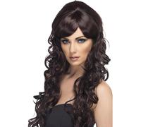 Smiffys Pop Starlet Wig, Brown Long and Curly, Ladies Glamour Wigs Fancy Dress, Adult Dress Up Wigs