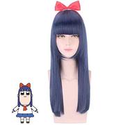 POP TEAM EPIC PIPI Cosplay Wig Synthetic Hair Halloween Costume Long Straight Blue Wigs for Party+ Free Wig Cap Wig