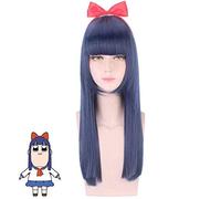POP TEAM EPIC PIPI Cosplay Wig Synthetic Hair Halloween Costume Long Straight Blue Wigs for Party+ Free Wig Cap Wig