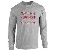 Pop Threads Now I Have a Machine Gun HO-HO-HO Christmas Xmas Sport Grey L Long Sleeve T-Shirt