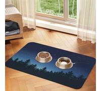 Pop Through The Forest Pet Food Mat 23.62x15.71in Absorbent Non-Slip PU Leather Feeding Mat for Dogs Cats Rubber Bottom Fast Drying Rollable Pet Bowl Placemat