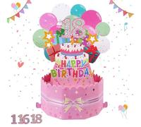 Pop Up 18th Birthday Card, 18th Birthday 3D Popup Cards Greeting Cards, Happy Birthday Cake Balloons Pop-Up Greeting Card with Envelop, Pink 3D Pop Up Happy Birthday Cards for Women, Girls, Friends