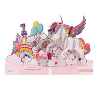 Pop up 1th Birthday Card for Girl, 3D Unicorn Birthday cards for 1-year-old daughter, granddaughter, niece, kids with Envelope & Notecard