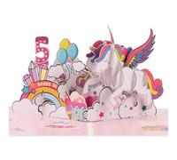 Pop up 5th Birthday Card for Girl, 3D Unicorn Birthday cards for 5-year-old daughter, granddaughter, niece, kids with Envelope & Notecard