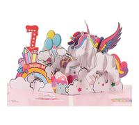 Pop up 7th Birthday Card for Girl, 3D Unicorn Birthday cards for 7-year-old daughter, granddaughter, niece, kids with Envelope & Notecard