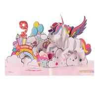 Pop up 9th Birthday Card for Girl, 3D Unicorn Birthday cards for 9-year-old daughter, granddaughter, niece, kids with Envelope & Notecard