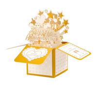 Pop up Anniversary Card, 3D Foil Stamped Happy Anniversary Greeting Card with Envelope for Women Men Wife Husband Couples Parents Wedding Marriage Celebration