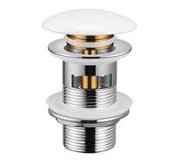 [Pop-up Basin Waste] Hapilife Modern Chrome Brass Slotted Bathroom Sink Sprung Plug Click Clack White