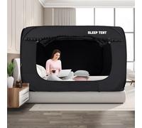 Pop Up Bed Tent 93% Blackout Large Space Portable Indoor Breathable Canopy,Full Size 2 Doors Sleeping Privacy Tent for Kids and Adult Big Sleeping Cottage
