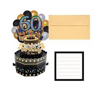 Pop Up Birthday Card 50/60/80th Birthday Cards for Men Women Black Gold Greeting Card Birthday 3D Popup Cards Birthday Greeting Cards with Envelopes Happy Birthday Card Women Men Gift Ideas (60th)