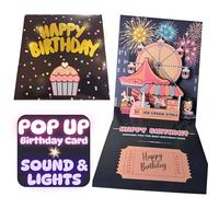 Pop Up Birthday Card for Kids | Birthday Card for Children | LIGHTS & SOUND featuring a Funfair, Rocking Horse, Festival, Fireworks, Gift for kids, Card for children. Birthday Gift for Kids.