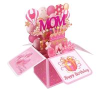 Pop Up Birthday Card for Mom, Colorful 3D Balloons & Cakes Happy Birthday Pop Up Greeting Card with Envelope Suitable for Mom Grandmother Women