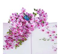 Pop Up Birthday Card for Mum | Pop Up 3D Birthday Flower Greeting for Woman Mom Grandma (Size 15x20 cm - Orchid Blossom Butterflies)