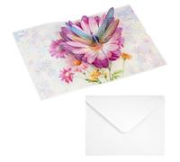 Pop Up Birthday Card for Women 3D Greeting Card with Envelope Note Paper for Mum Wife Sister Daughter Grandma Anniversary Valentine Mother’s Day (20 * 15CM, Dragonfly Flower)
