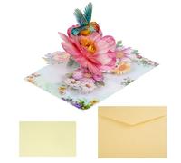 Pop Up Birthday Card for Women 3D Greeting Card with Envelope Note Paper for Mum Wife Sister Daughter Grandma Anniversary Valentine Mother’s Day (20 * 15CM, Hummingbird Flower)