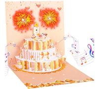 Pop Up Birthday Card Musical and Fireworks Lights, Blowable Candle Musical 3D Pop Up Happy Birthday Greeting Card Unique Personalised Gifts for Women Her Sister Wife Mum 21st 30th 40th 50th 60th 70th