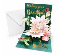 Pop Up Birthday Cards for Women - 3D Lotus Flower Happy Birthday Cards with Envelope - Premium Keepsake Greeting Card Set for Mum, Wife, Sister, Friend, Elegant Birthday & Anniversary Card