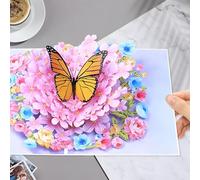 Pop Up Birthday Cards for Women Flowers, Pop Up Birthday Cards Butterfly for Girls, 3D Greeting Cards Flower with Envelope and Message Card for Birthday Anniversary Wedding Graduation Season