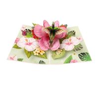 Pop Up Birthday Cards Hummingbird Hibiscu Hummingbird 3D Greeting Cards birthday cards for women For Mum, Daughter, Wife, Sister
