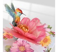 Pop Up Birthday Cards Hummingbird Hibiscu,Hummingbird 3D Greeting Cards with 1 Pink Color Changing Flower Pen,3D Birthday Cards for Women,Pop up Cards,for Birthday,Get Well, Anniversary