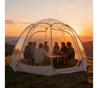 Pop Up Bubble Tent - Instant Igloo Tent - 7-9 Person Screen House for Patios - Large Oversize Weather Proof Pod - Cold Protection Camping - Beige