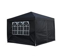 Pop Up Canopy 2.5x2.5m Gazebo Marquee Garden Awning Party Tent Canopy 4 polyester sidewalls (Black)