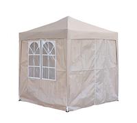 Pop Up Canopy 2x2m Gazebo Marquee Garden Awning Party Tent Canopy 4 polyester sidewalls (Beige)