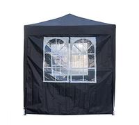 Pop Up Canopy 2x2m Gazebo Marquee Garden Awning Party Tent Canopy 4 polyester sidewalls (Black)