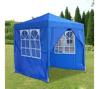 Pop Up Canopy 2x2m Gazebo Marquee Garden Awning Party Tent Canopy 4 polyester sidewalls (Blue)