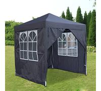 Pop Up Canopy 2x2m Gazebo Marquee Garden Awning Party Tent Canopy 4 polyester sidewalls (Grey)