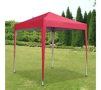 Pop Up Canopy 2x2m Gazebo Marquee Garden Awning Party Tent Canopy 4 polyester sidewalls (Red)