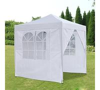 Pop Up Canopy 2x2m Gazebo Marquee Garden Awning Party Tent Canopy 4 polyester sidewalls (White)