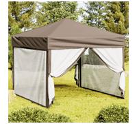 Pop Up Canopy Gazebo 3 x 3 m Taupe 210D Oxford Polyester Steel Frame w/Sidewalls