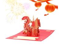 Pop-Up Card 2025 Blessing Card, Spring Festival Celebration Greeting Cards, Chinese New Year Snake Cards for 2025, Year of the Snake Pop-Up Card, New Year Blessing Snake Greeting Cards
