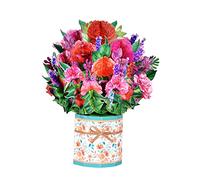 Pop Up Card Greeting Cards for Mom, 9.8 X 9.8'' 3D Paper Flower Card Birthday Card Pop Up Bouquet Card with Blank Envelope for Birthday, Mother's Day, Anniversary (Carnation)