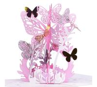 Pop Up Card Greeting Cards，Pink Butterfly Greeting Card for Ladies, girls with Blank Envelope for Birthday, Mother's Day, Anniversary