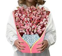 Pop Up Cards, 3D Paper Flower Bouquet Card Birthday Card Gift Greeting Cards with Note Card and Envelope for Valentines, Anniversary, Birthday, Mother's Day (Cherry Blossoms)