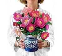 Pop Up Cards, Peony Paradise, 12 Inch Life Sized Forever Flower Bouquet 3D Popup Greeting Cards, Gifts, Birthday Gift Cards, fiower with Note Card & Envelope