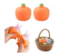 POP UP Carrot Bunny Make Life More Joy, Easter Basket Essentials, Squishes Carrot Rabbit Fidget Toys, Carrot Bunny Funny Novelty Toy Squeeze Toys, Pop Up Toy for Easter Basket Stuffers (2 white)