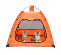 Pop-Up Cat Tent for Patio & Indoor - Portable Foldable Cat House Tent with Breathable Mesh Panels, Reversible Cushion, Washable Pad, Quick Setup and Compact Carry Storage