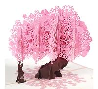 Pop-Up Cherry Blossom Tree Card - Romantic 3D Love Tree with Couple Silhouette, Blank Note Card & White Envelope, for Valentine's Day, Anniversaries, and Romantic Occasions