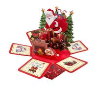 Pop-up Christmas Card - 3D Greeting From Santa, Hexagonal Festive Decoration, Creative Christmas Stationery | Children Adults Birthday Dining Table Wedding Party Desk Display Case Envelope