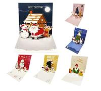 Pop Up Christmas Cards，6 Pack 3d Christmas Cards Pop Up Funny Christmas Greeting Cards, Christmas Cards with Envelopes and Stickers, Handmade Gift Card for Friends, Kids, Famalily