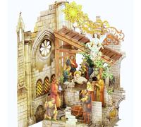 Pop up Christmas Cards Nativity, Holy Night Nativity, 3D Elegant Religious Card with Envelope for Holiday, Manger Scene, Angel, Jesus Christ, Holy Family,Handcrafted Decoration, Merry Christmas Gift